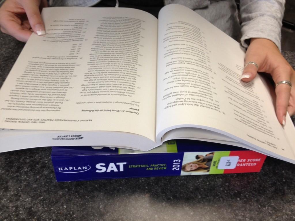 A student prepares for the SAT in the library for the stressful day that is to come. 
