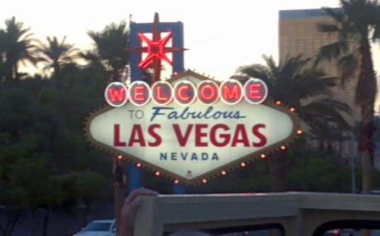 The infamous Las Vegas strip featured in the album.