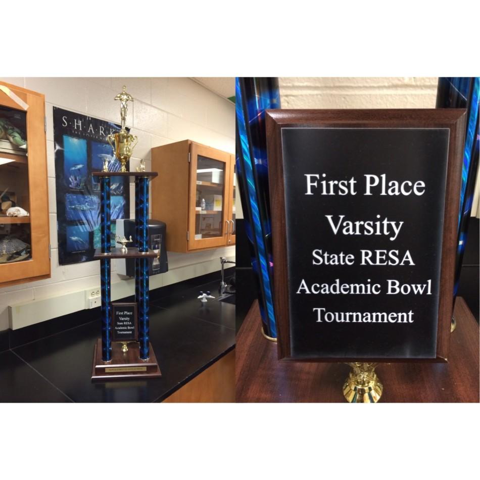 Proudly on display in Academic Bowl coach Ms. Dykes’s room, the trophy stands as a reminder of all of the hard work the team put into the season.