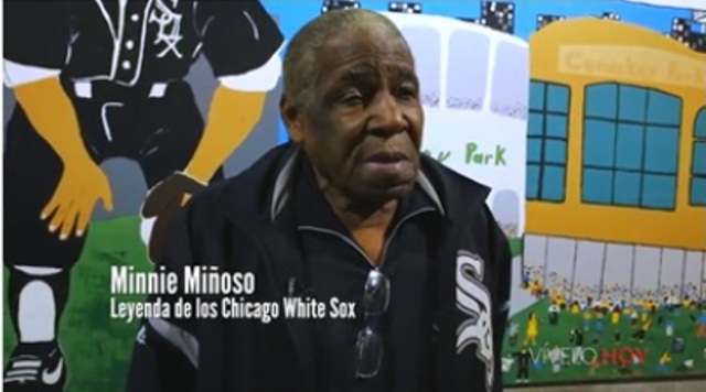 Months+before+his+death%2C+Minoso+throws+a+pitch+prior+to+the+Civil+Rights+White+Sox+game+and+then+gets+interviewed.+