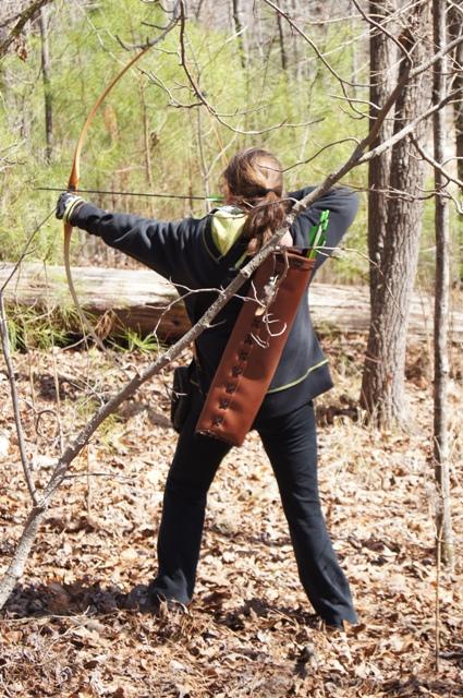 Bella+Angell+shooting+her+longbow+in+the+woods+at+3-D+target+competition+in+Tannehill%2C+Alabama.+Photo+used+with+permission+by+Simply+Traditional.