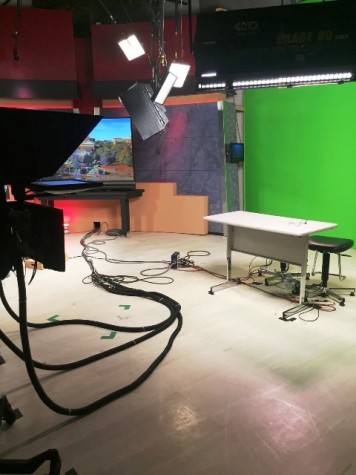 The broadcast room is home to many students at Grady College and hosts live local news shows every week day with a special dedication to local Athens sports on Fridays.