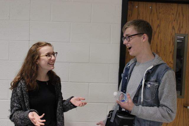 Junior Sophie Bier (left) tells peer Noah Smith (right) an intense story in which she uses the word “wild” to describe the situation. The adjective wild is an extremely useful word that is often overlooked and not given credit for its value.