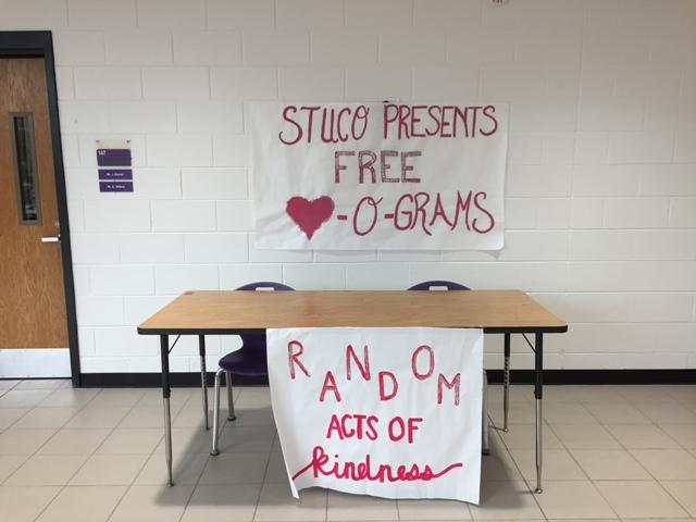 : Heart-O-Grams were available during the lunch period on Tuesday, allowing students to spread kindness to their friends and peers free of charge.