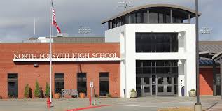 The front of North Forsyth High School is a largely populated high school with a few set protocols to protect students and faculty. 
