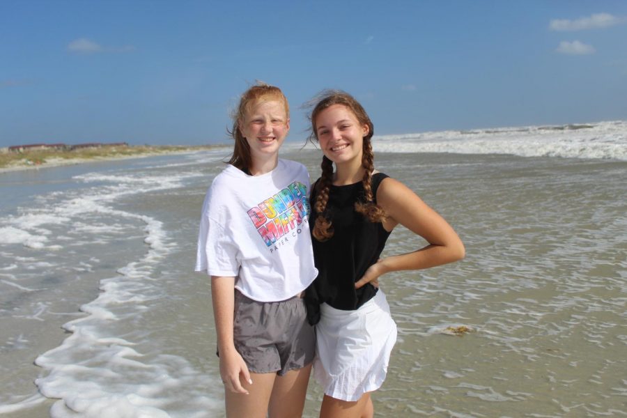 Sophomores Erin Collins and Mackenzie Clark at St. Augustine Beach, Fla. Photo by: Elizabeth Wood
