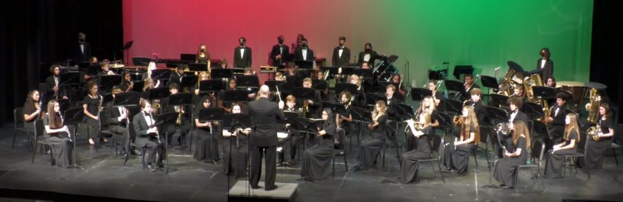 A photo of the performance of the Concert Band. Photo provided by the NFHS Concert Band Holiday Concert livestream.
