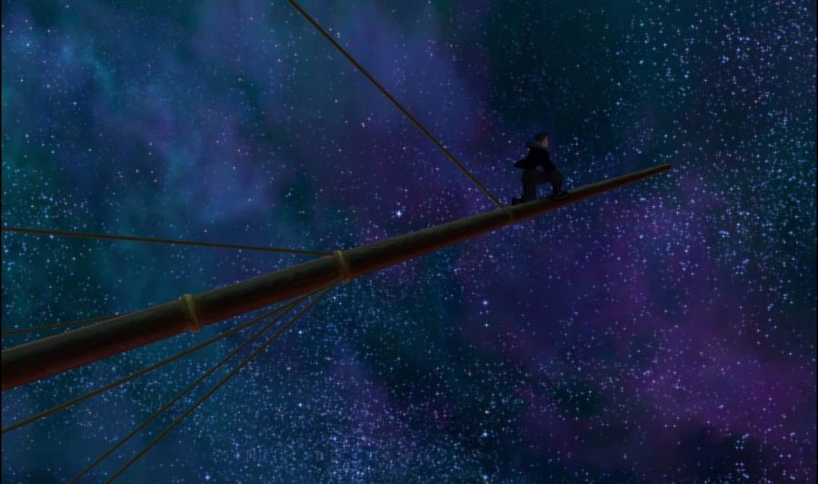 Jim+Hawkins+sitting+on+the+bowsprit+of+the+RLS+Legacy.+Photo+Source%3A+Treasure+Planet