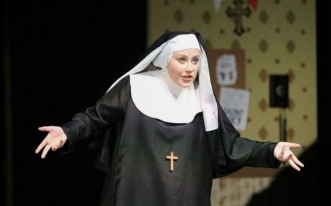 Junior Emma Treece performing as Sister Robert Anne in “Nunsense.” Photo by: Sydney Jarrard.