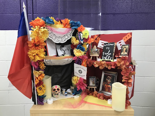 Junior Ansley Peels’ ofrenda (right) was made for the Mexican female painter Frida Kahlo (Photo by Cassidee Jackson).