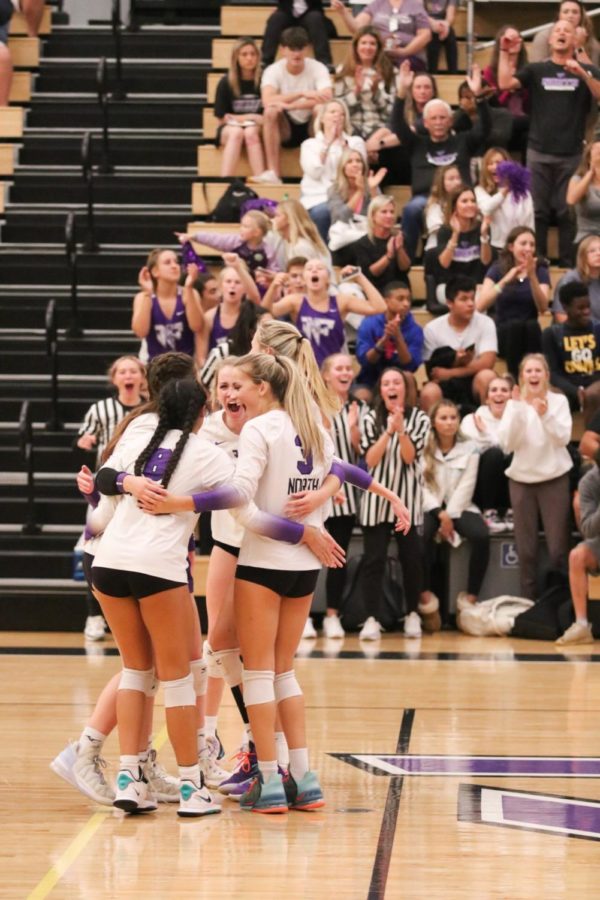 North+Forsyth%E2%80%99s+Volleyball+Team+celebrates+following+their+big+win+against+Hillgrove+High+School+%28Photo+By+Sydney+Jararrd+for+Forsyth+County+News%29.