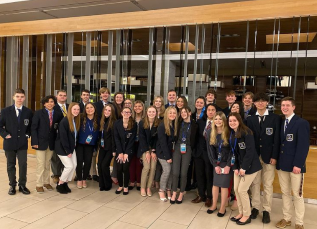 Nearly 30 DECA members attended DECA’s State Development Conference (CDC), which entailed chapter and individual awards (Photo By: North Forsyth DECA Instagram).