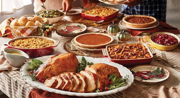 A thanksgiving feast prepared with love around loved ones. Photo from Cracker Barrel