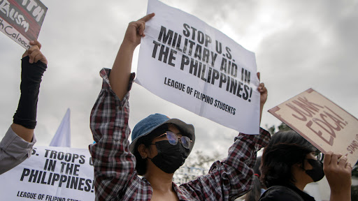 Filipinos protesting against increased U.S. military influence. 