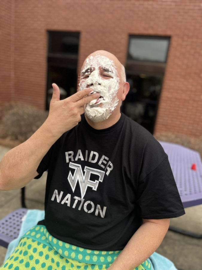 Bob Carniroli after getting viciously pied in the face