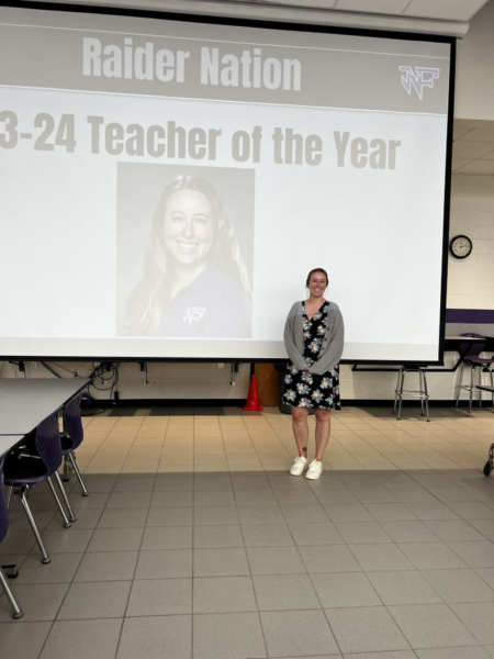 Mary Ewing at the teacher of the year award.