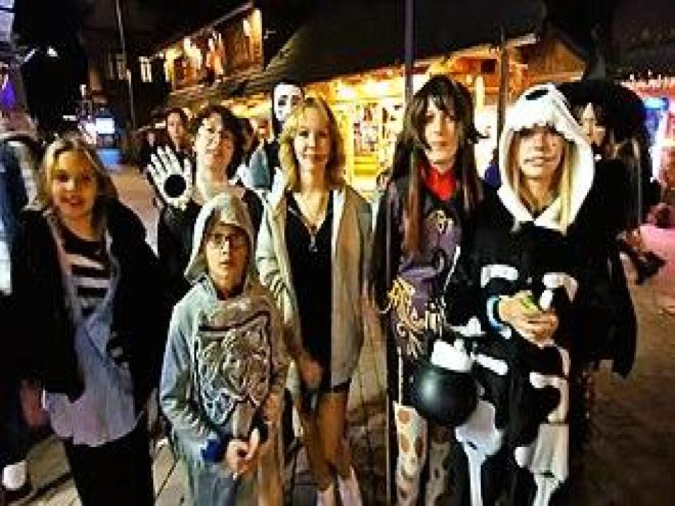 Eight+Children+dressed+up+in+costumes+in+the+spirit+of+Halloween
