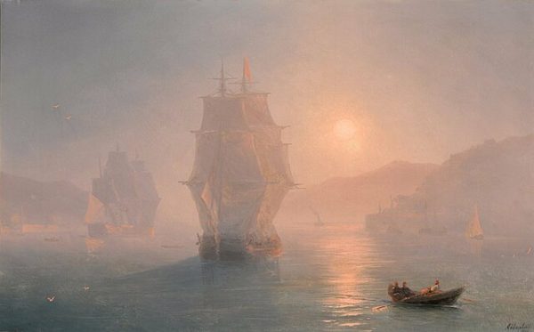 “Ships on a Misty Morning” by Ivan Aivazovsky