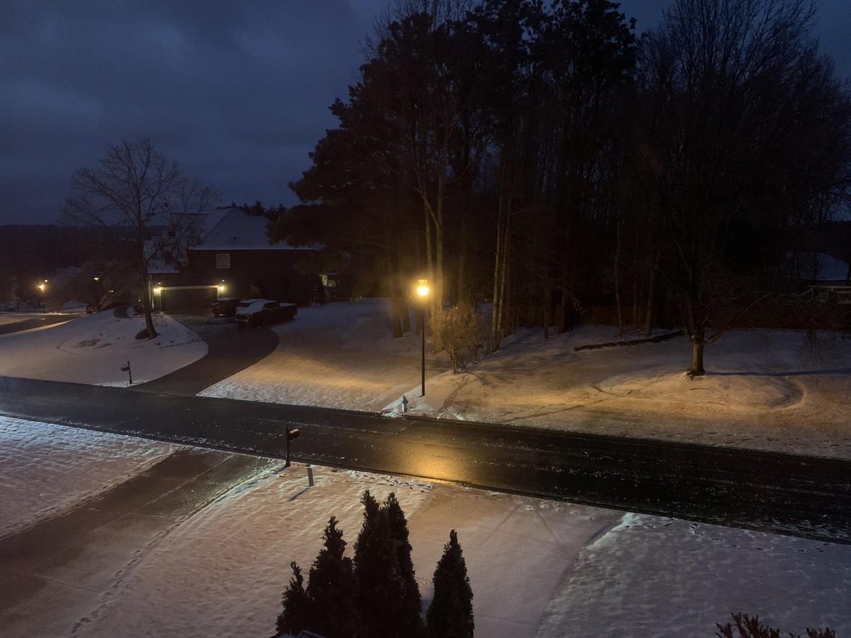 A serene night in the recent snow in Forsyth County.