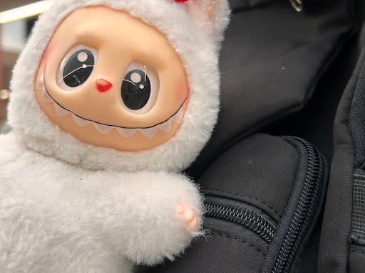 A Labubu tied to a bag