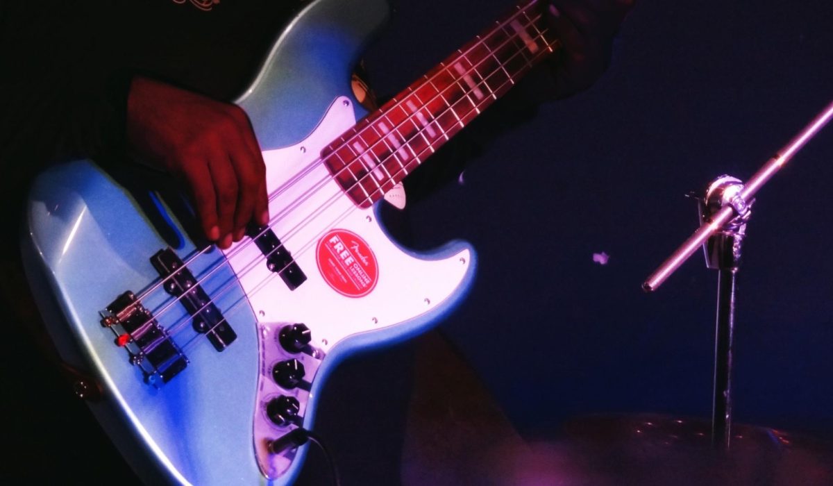 Bassist at a bar.