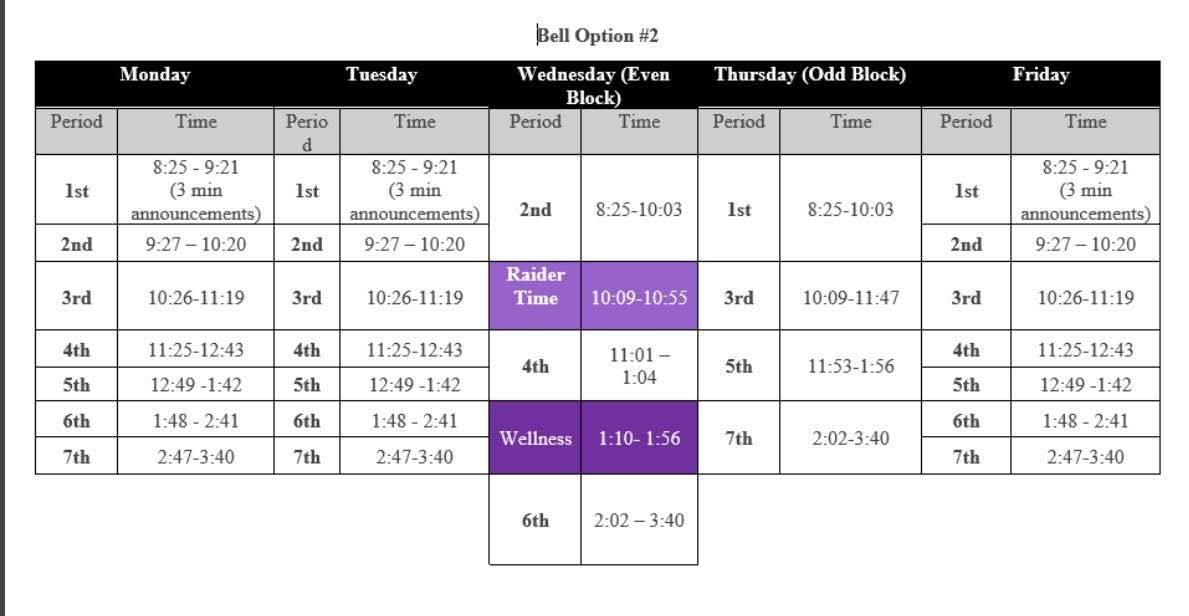 Our school schedule 